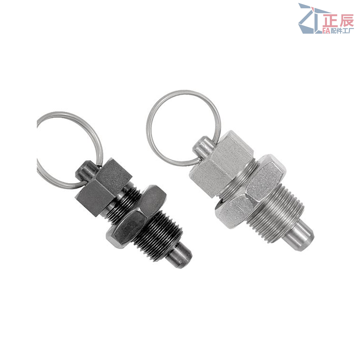 Doseurs d'indexation en acier inoxydable, non verrouillables, avec boucle m&eacute;tallique &agrave; anneau de traction, s&eacute;rie GN 717 PBUL