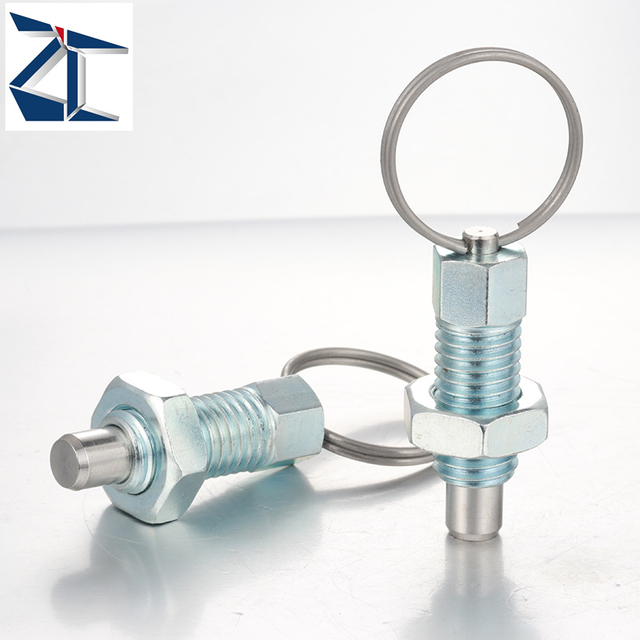 Pistoncini di posizionamento in acciaio inossidabile senza bloccaggio con anello di trazione e anello metallico GN 717 Serie PBUL