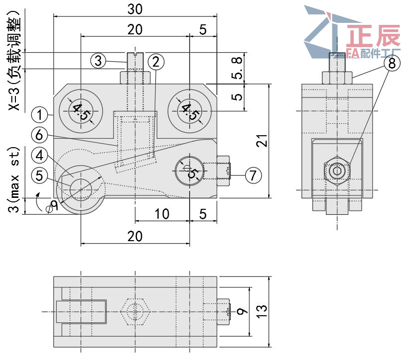 コンパクトローラプランジャ 負荷調整用 CBPJ9